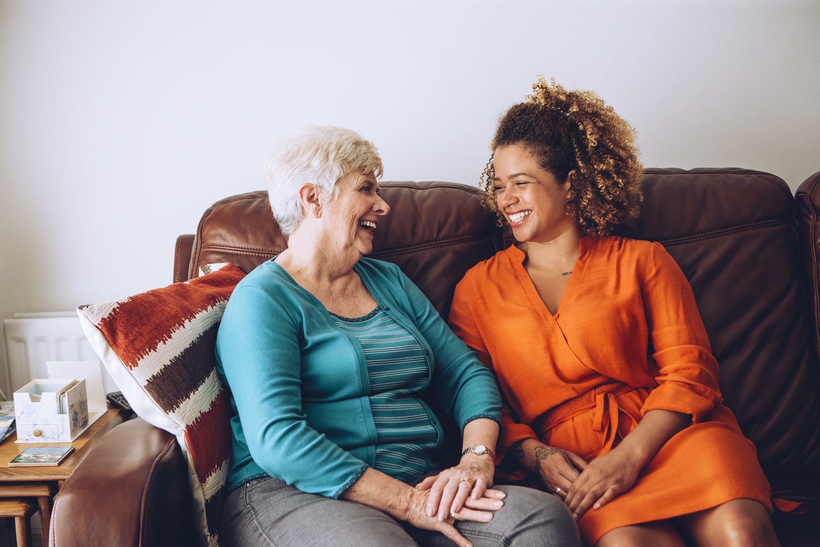Grandmother laughing with a child